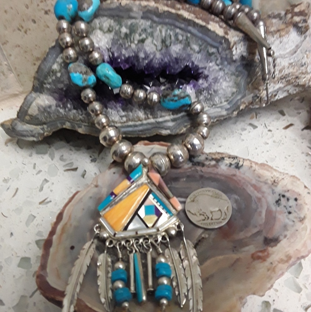 🚫SOLD🚫Vintage STERLING Southwest Necklace - Picture 1 of 7